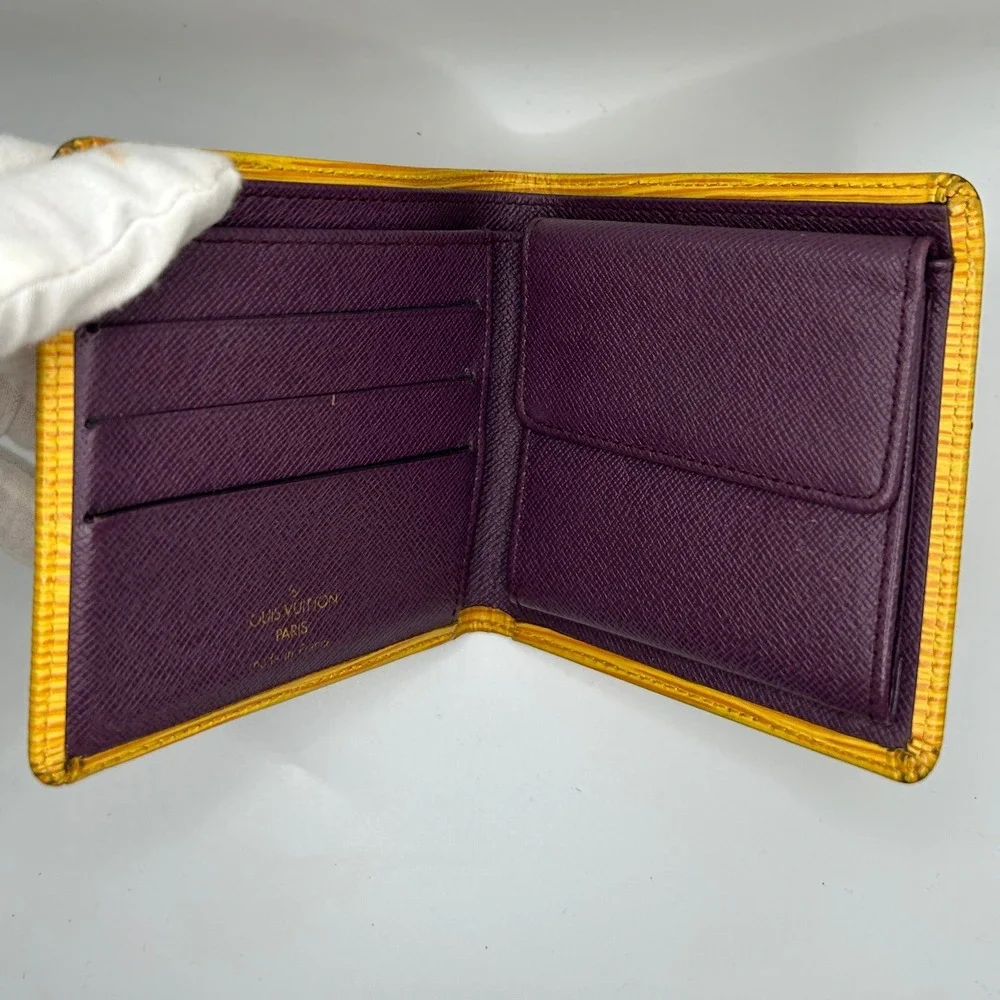 Louis Vuitton Yellow Epi Leather Bifold Wallet Card Holder Authentic Vintage0011